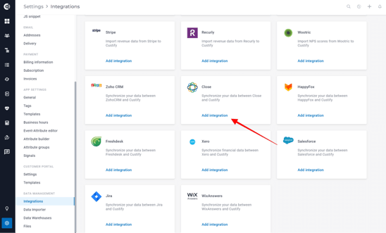 Close CRM interface