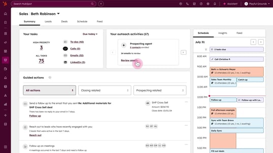 HubSpot Sales Hub interface