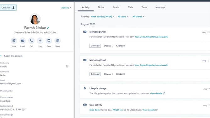 HubSpot Sales Hub dashboard
