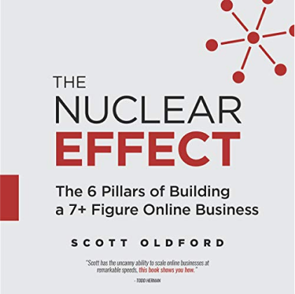 Book cover for "The Nuclear Effect" highlighting strategies for building a successful online business, with an emphasis on retention and boosting loyalty.