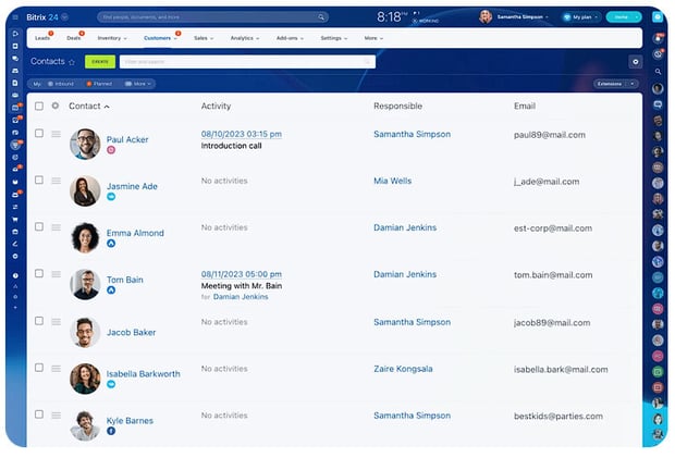 Bitrix24 dashboard