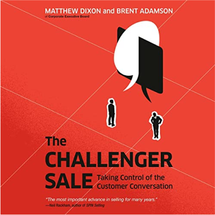 The challenger sale audiobook cover art for sales reps in 2024.