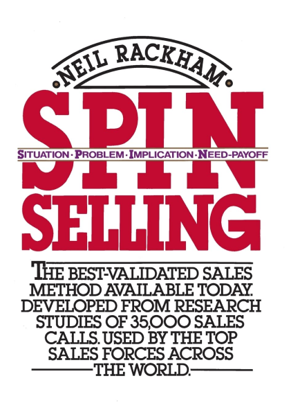 The cover of Spin Selling, a must-have sales book for sales reps.