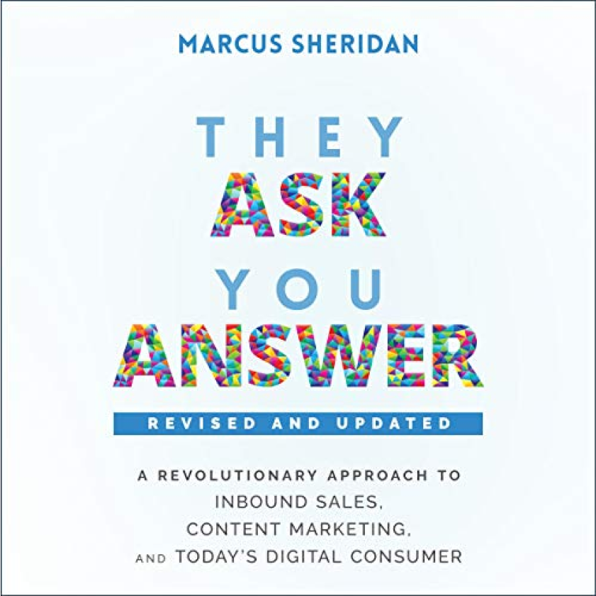 Revised and updated audiobook cover art for They Ask You Answer, incorporating content marketing.