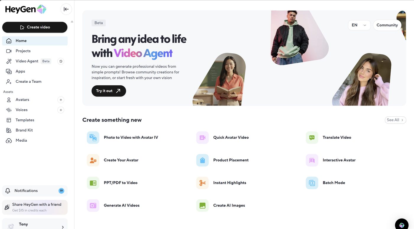 heygen-video-agent-ai-creation-dashboard