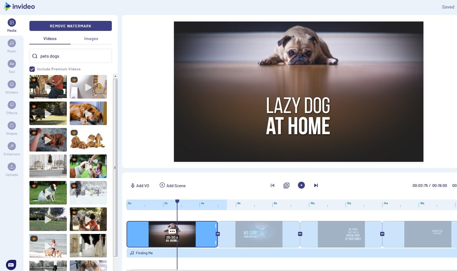 invideo-editor-dog-video-media-library