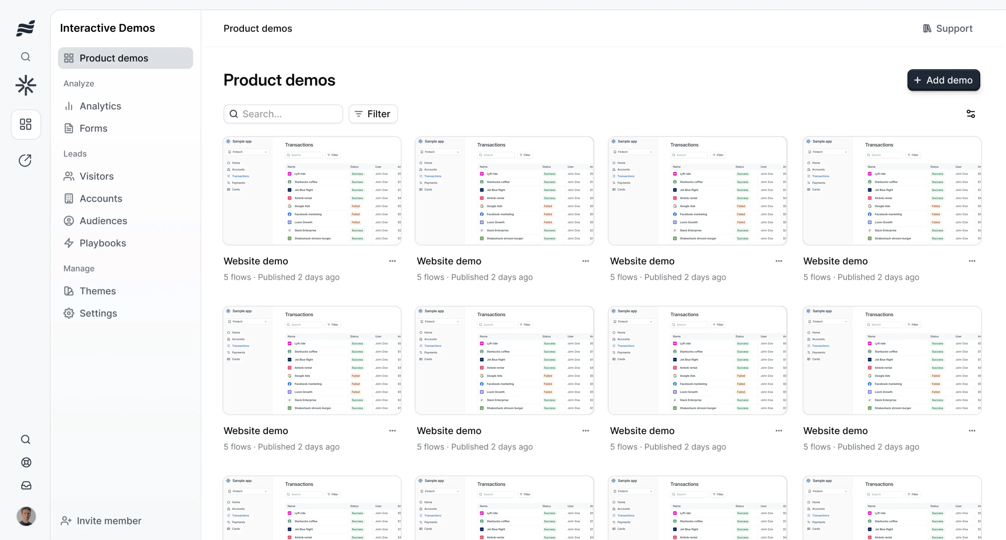 Navattic dashboard