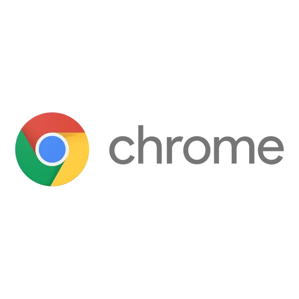 Google Chrome logo with a circular design in red, green, yellow, and blue next to the word "chrome" in lowercase gray font.