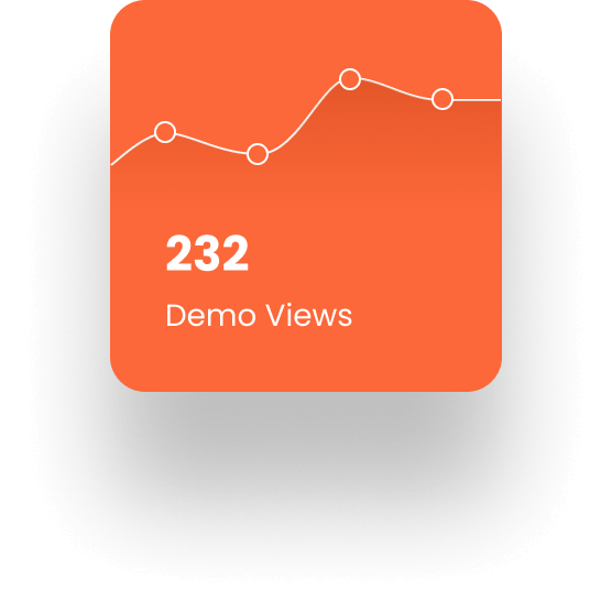 An orange button with the word demo views on it.