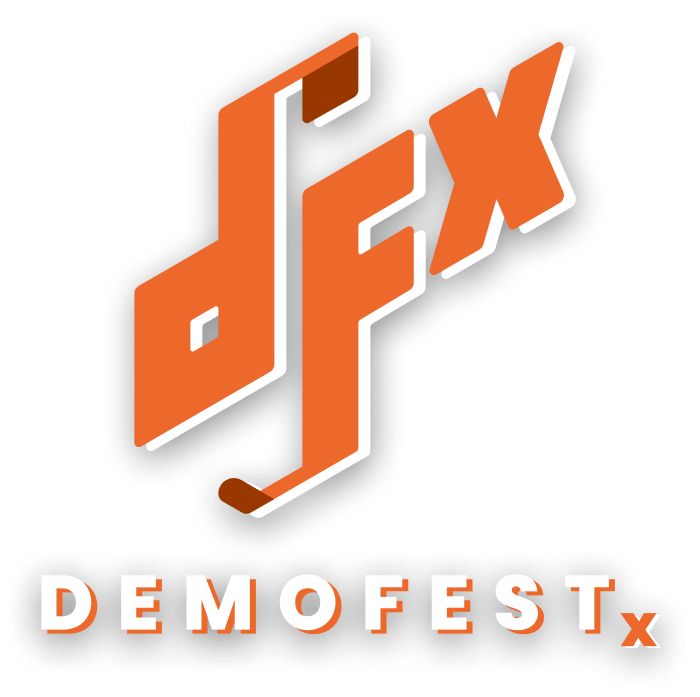 Dfx Demofest x logo for DEMOFESTx in London 2023.