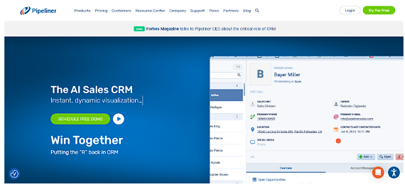 Pipeliner CRM website 
