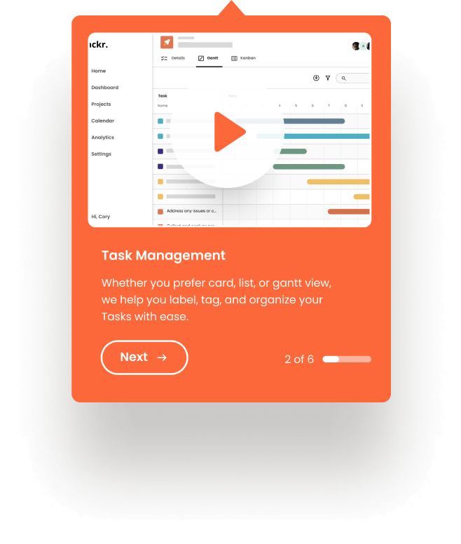 A task management page with a video on it.