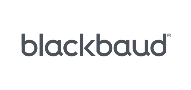 Blackbaud logo with the company name in lowercase, dark gray font. Consensus