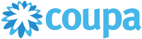 Coupa logo featuring a blue flower-like design next to the word "coupa" in lowercase blue letters.