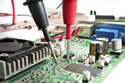 A circuit board with two wires on it, optimized for B2B communication and social media marketing strategies.