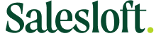 Salesloft logo featured on the homepage, with dark green text and a small yellow-green dot at the end. Consensus