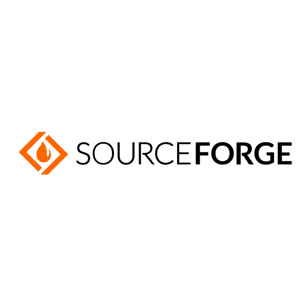 A black and orange logo with an abstract design on the left.